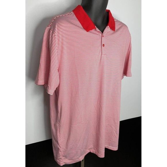 Xl Nike Golf Polo Shirt Red white stipe DriFit Standard Fit - Picture 3 of 5